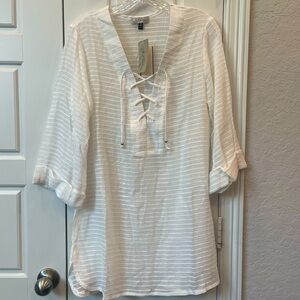 J. Valdi Barbara NWT Woman’s Lace Up Tunic Coverup Size:Medium